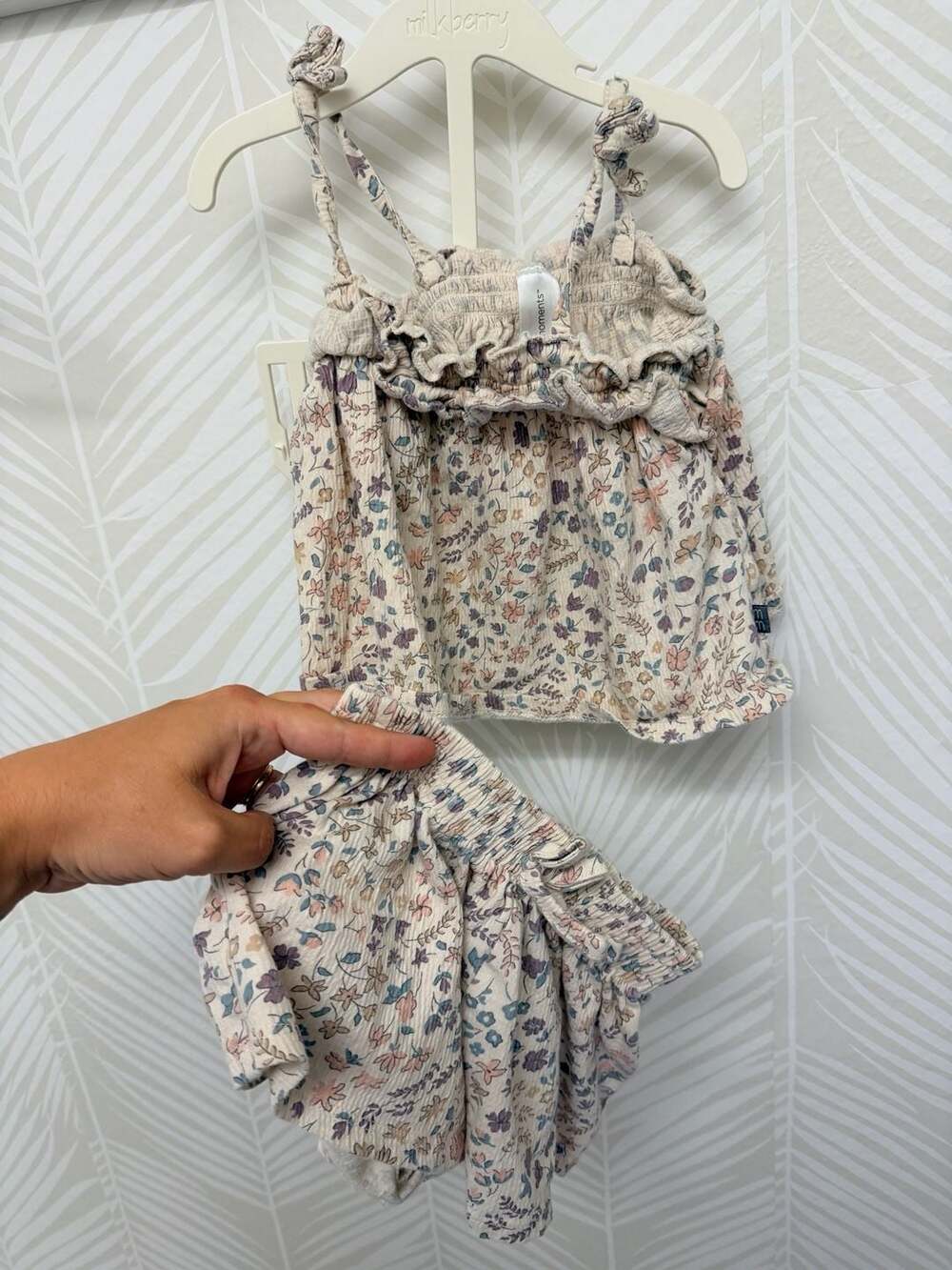Modern Moments by Gerber Baby Girls 2-Piece Smocked Top and Shorts Set Floral